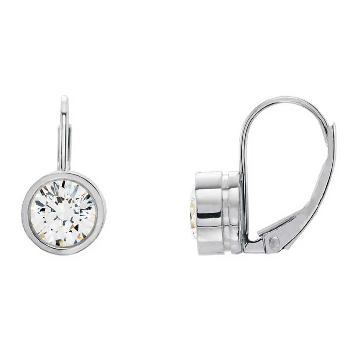 Bezel Set Lever Back Earrings