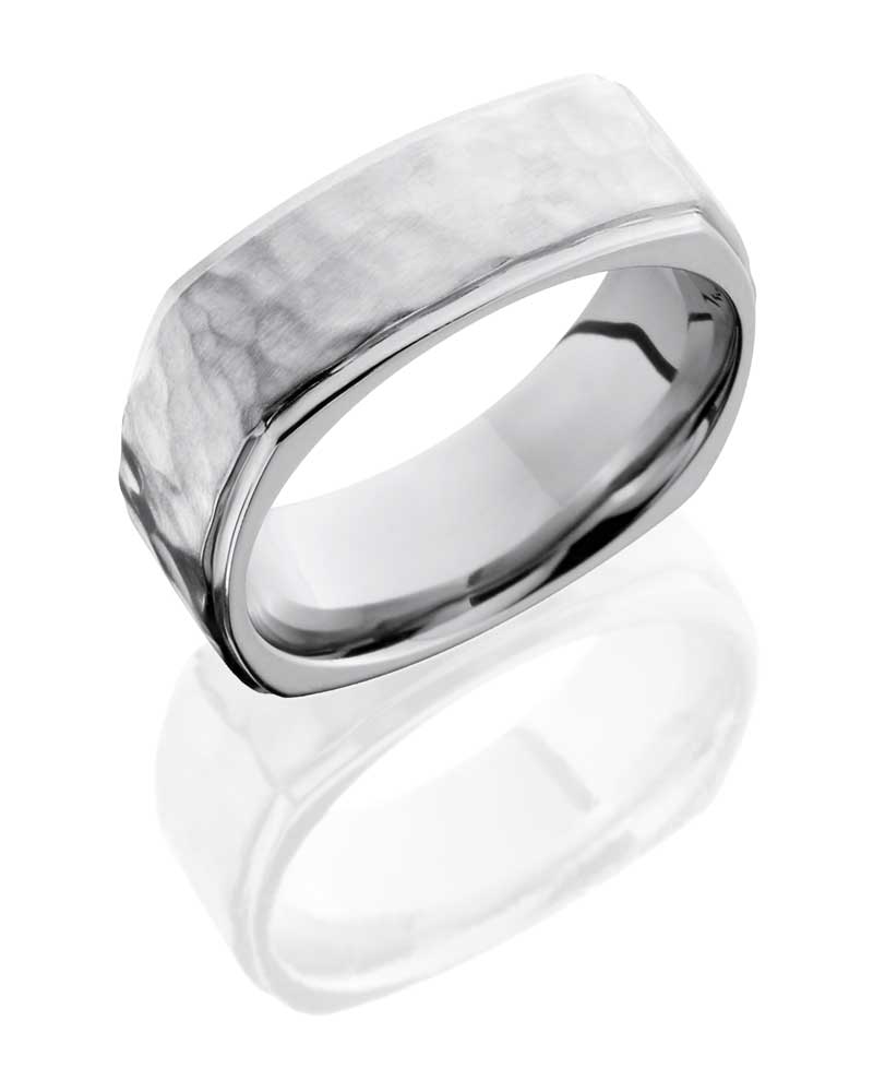 Cobalt chrome euro square hammered band LB320