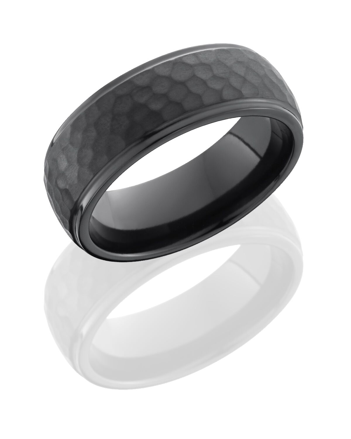 Zirconium hammered band with grooved edges LB803