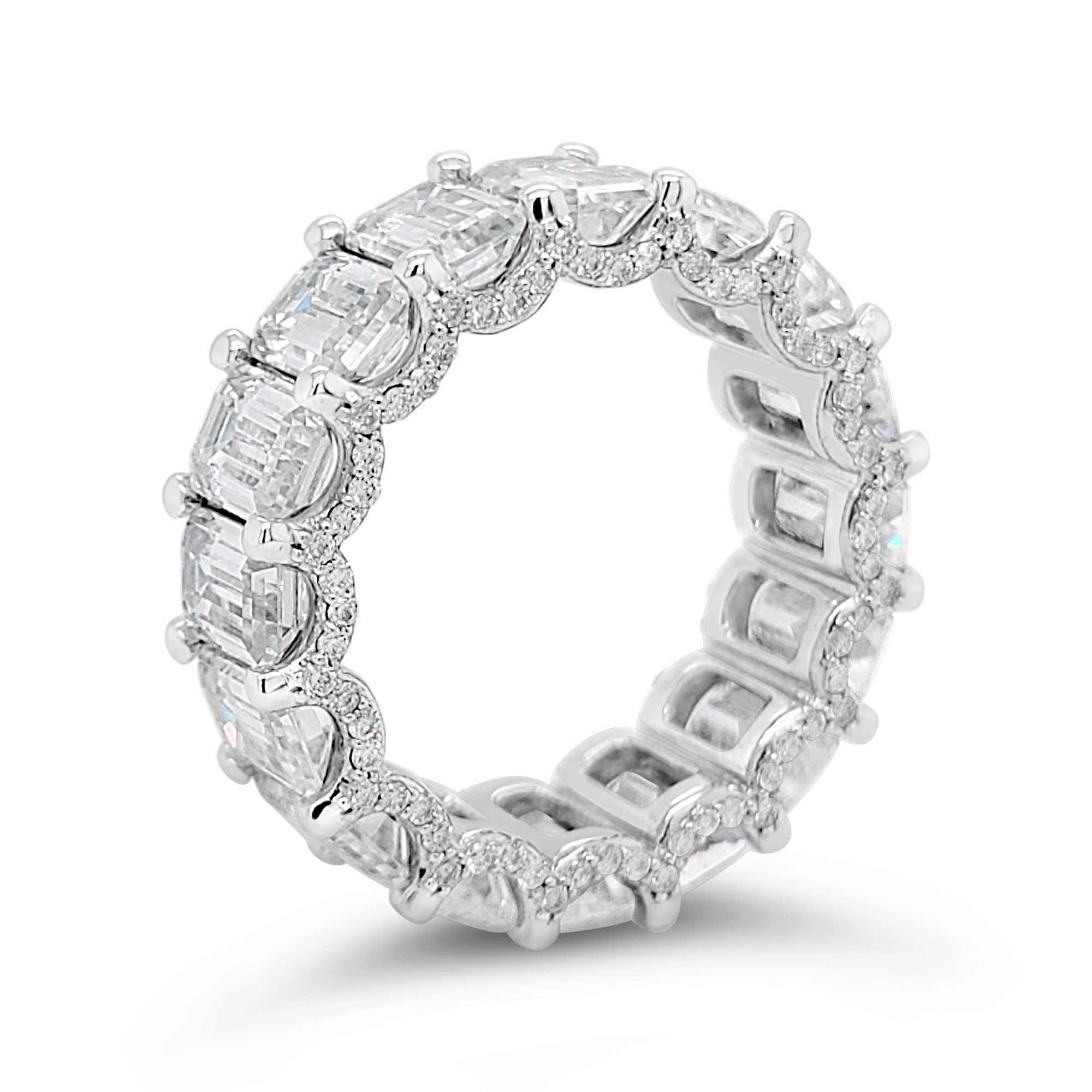Moissanite eternity ring with lab grown diamond accents