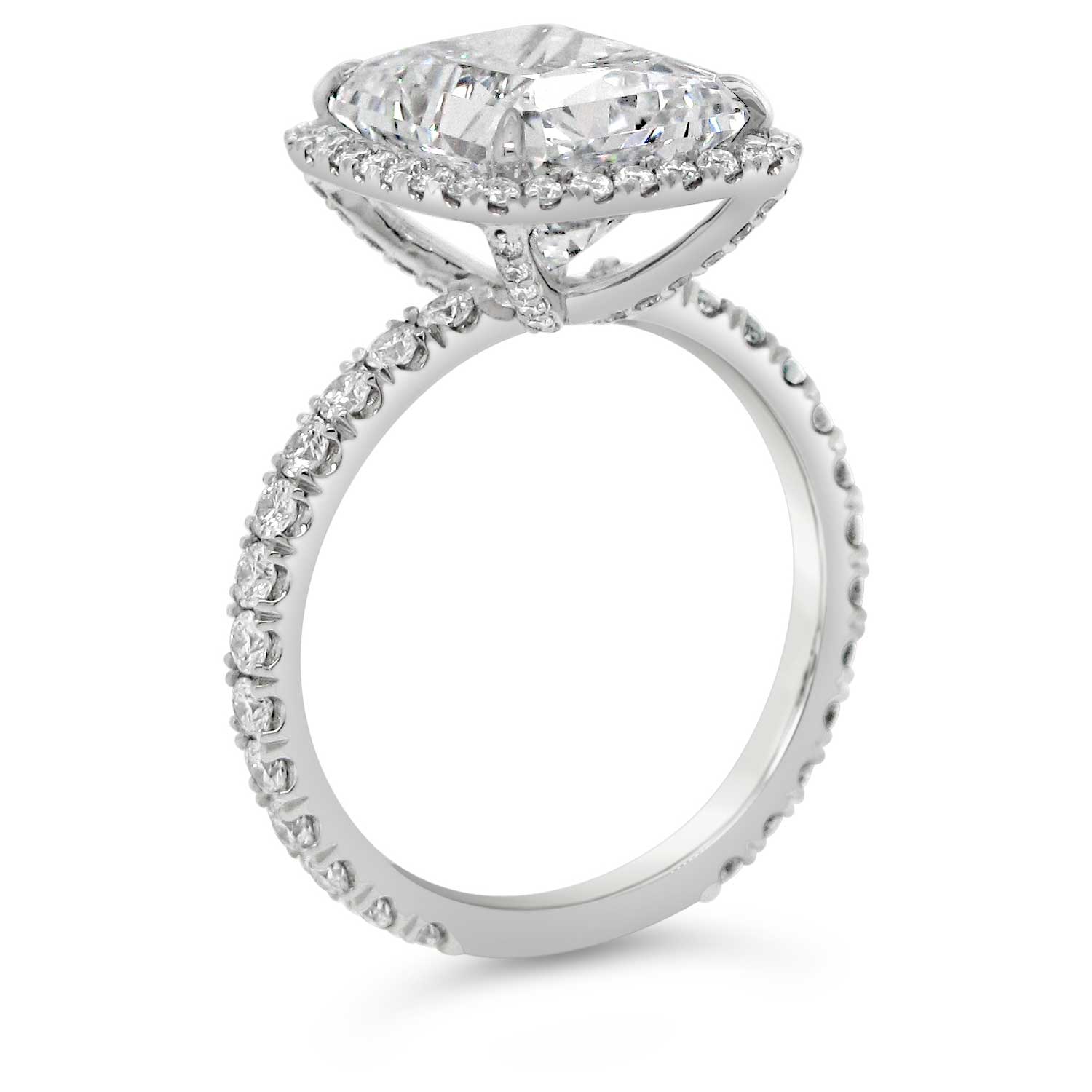 3.5ct radiant cut with diamond halo and shank