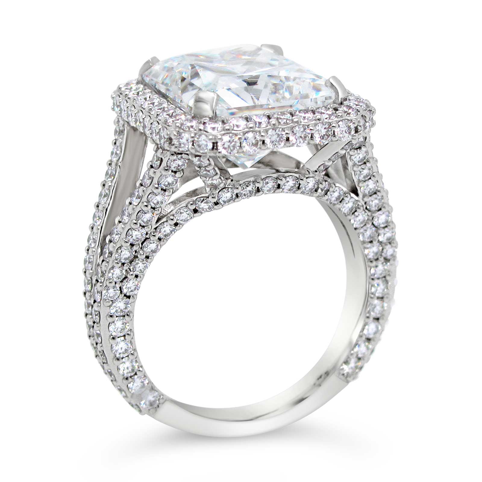 6ct Radiant Cut and Diamond Ring