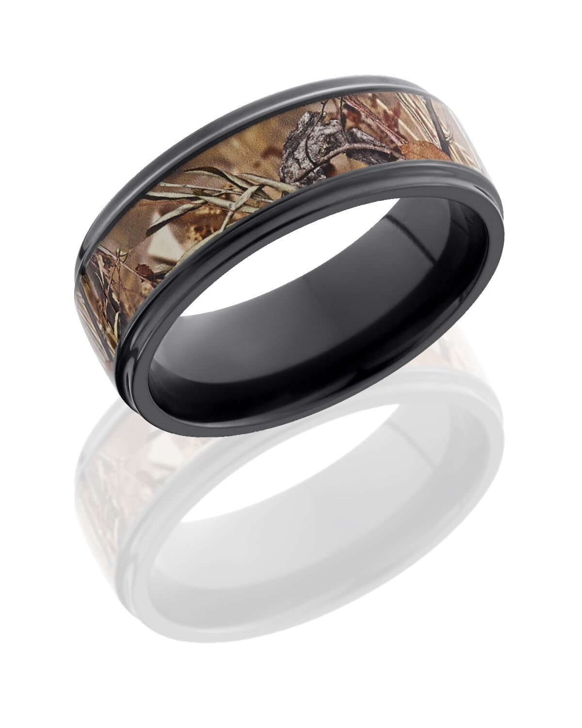 Zirconium band with King's Field camo inlay LB103