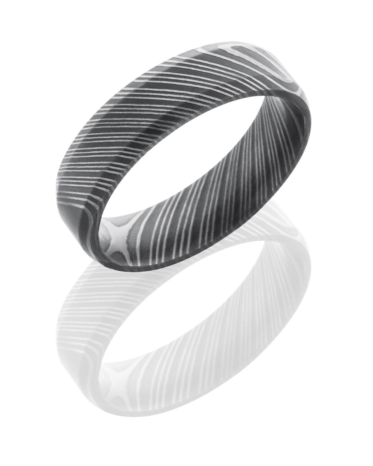 Damascus steel band with beveled edges LB159