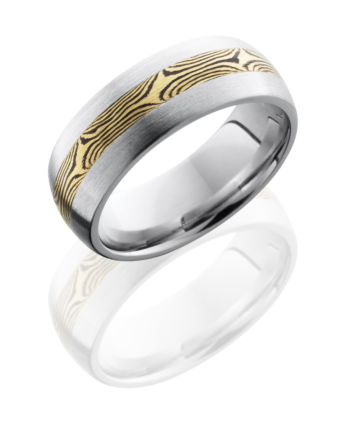 Cobalt chrome band with gold and shokudo mokume inlay LB319