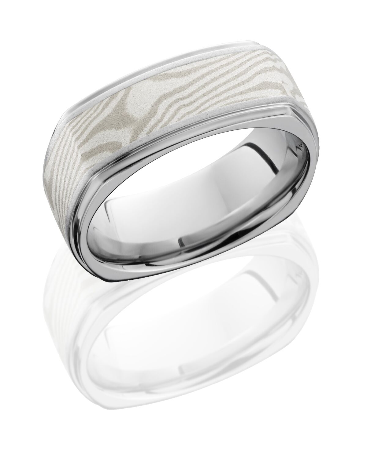 Cobalt chrome euro square band with white mokume inlay LB323