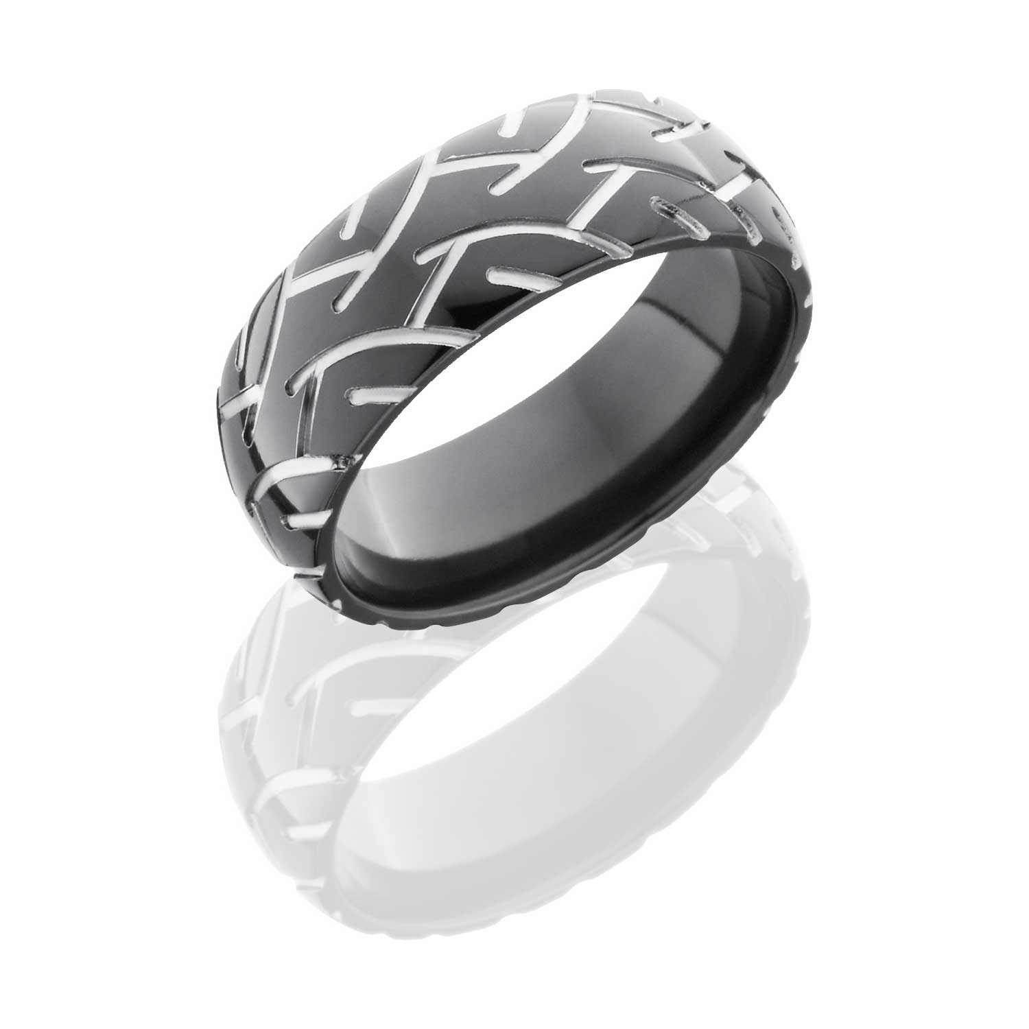 Zirconium band with tire tread pattern LB806