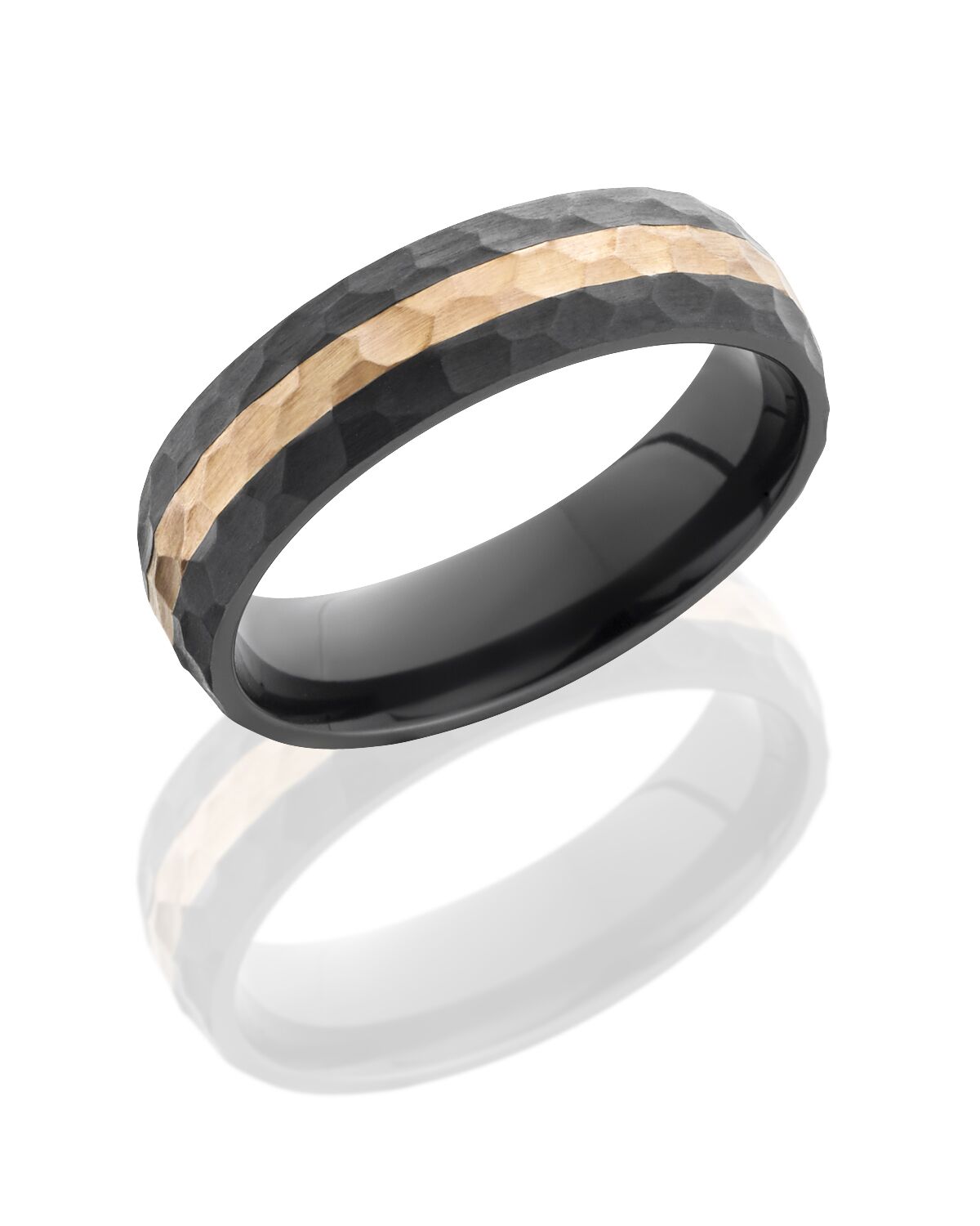 Zirconium hammered band with rose gold inlay LB809