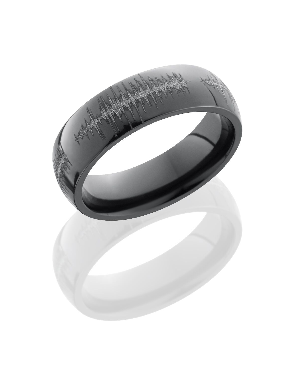 Zirconium band with laser carved soundwave LB814